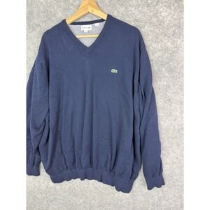 Lacoste Sweater Men's 4XL 9 Long Sleeve Pullover V-neck Preppy Blue Knit